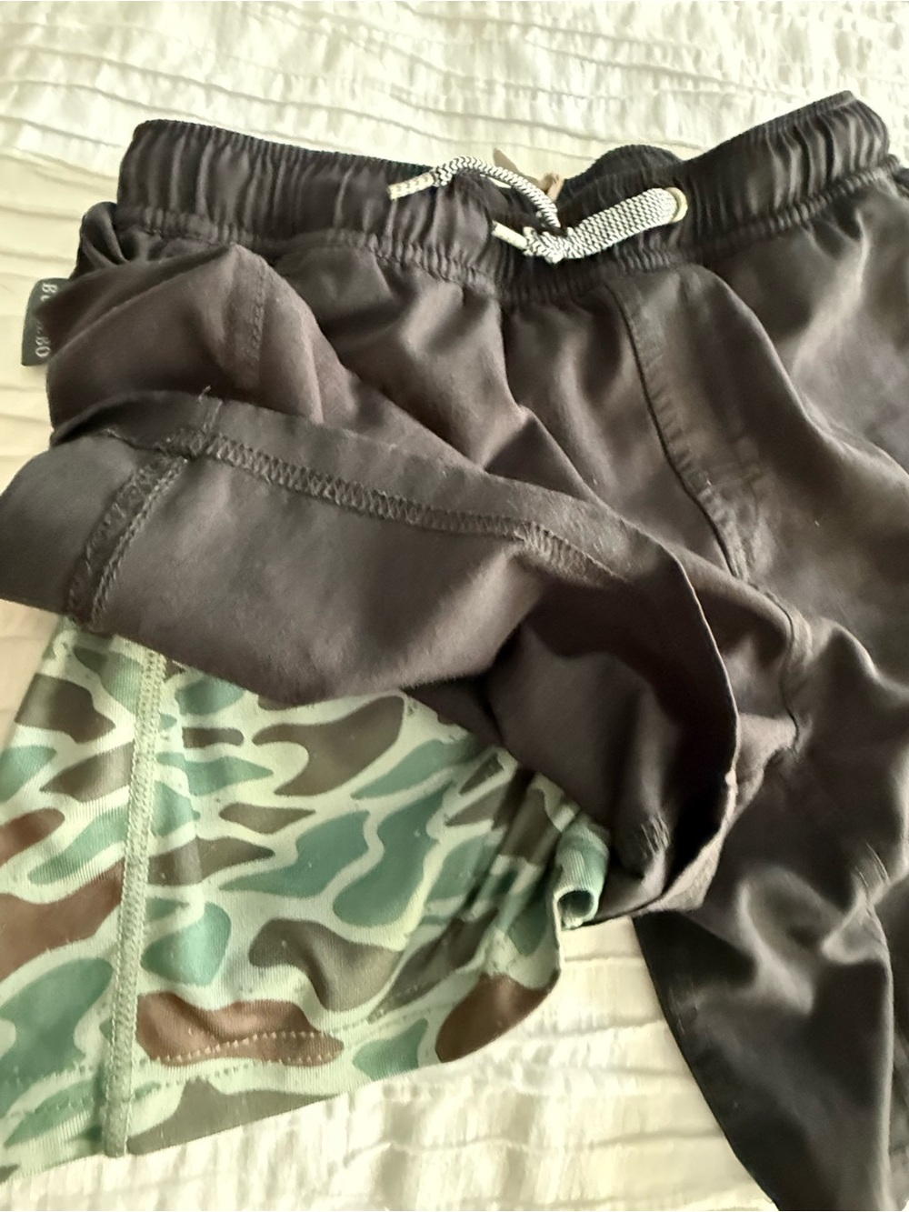 BURLEBO Youth Athletic Short - Heather Black - Retro Duck Camo Liner